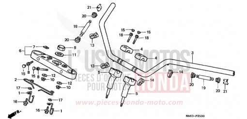 TUYAU DE GUIDON/PONT SUPERIEUR VT1100C2X de 1999